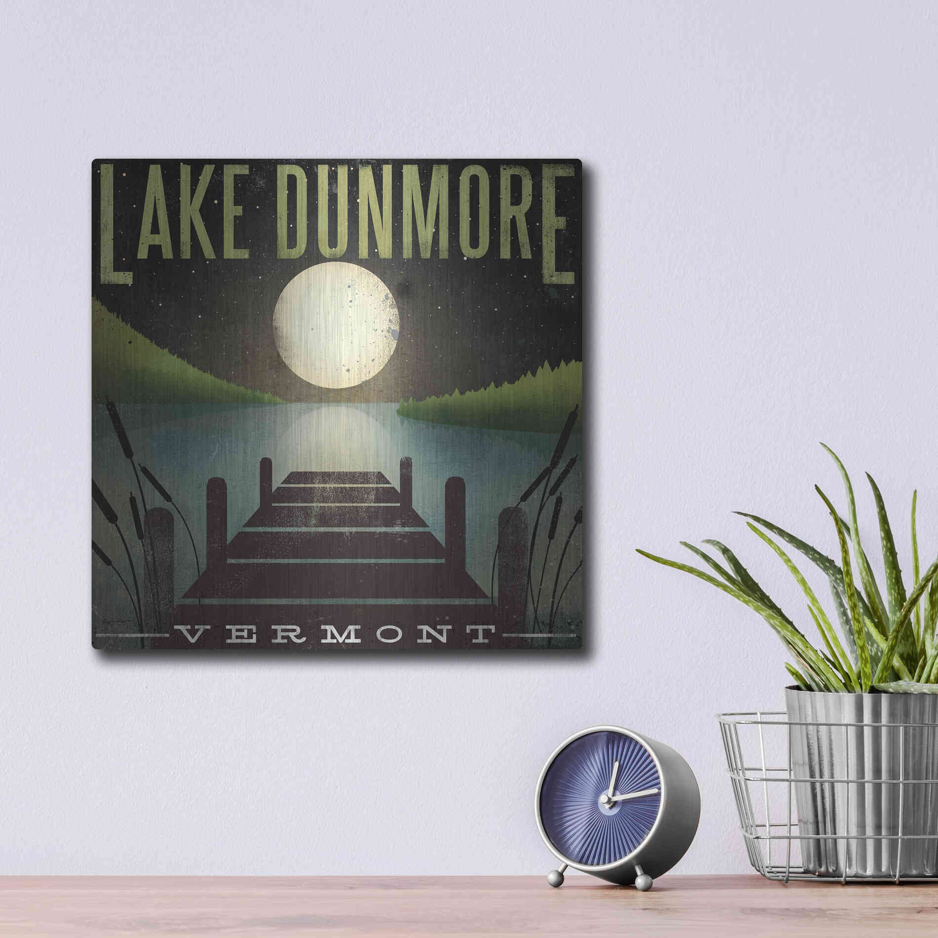 Luxe Metal Art 'Lake Dunmore Dock' by Ryan Fowler, Metal Wall Art,12x12