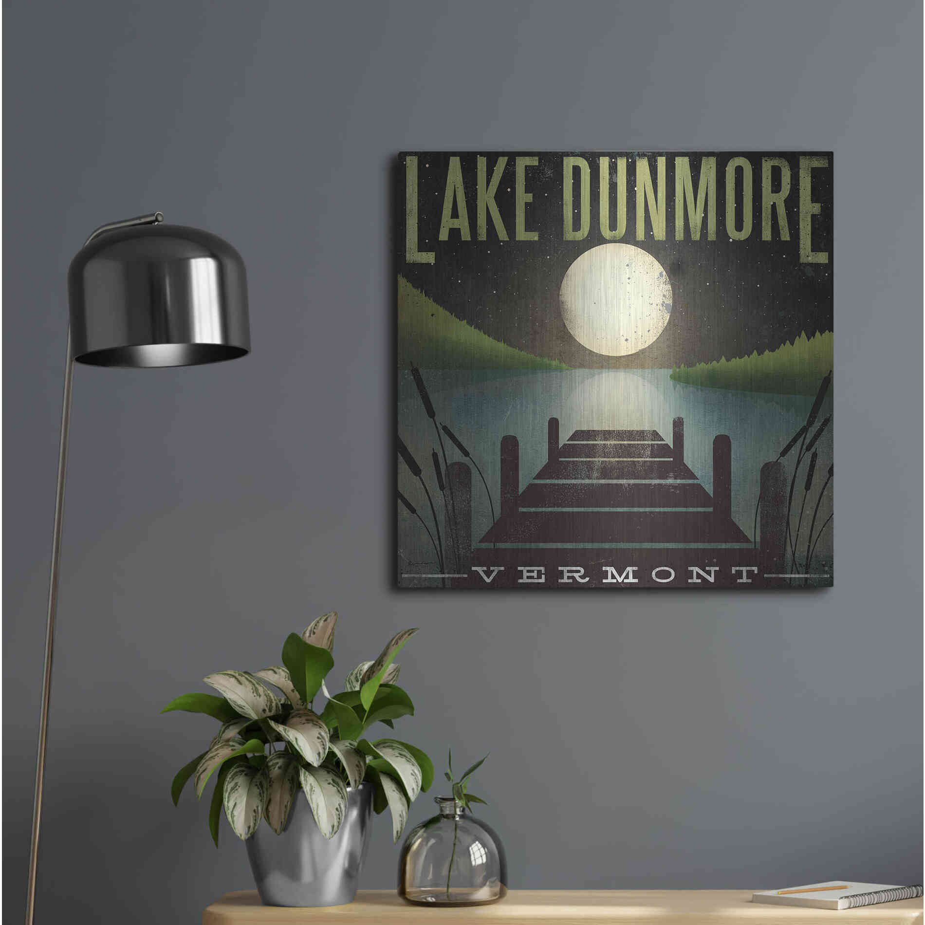 Luxe Metal Art 'Lake Dunmore Dock' by Ryan Fowler, Metal Wall Art,24x24