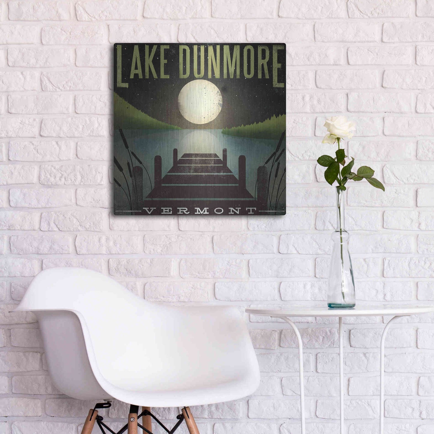 Luxe Metal Art 'Lake Dunmore Dock' by Ryan Fowler, Metal Wall Art,24x24
