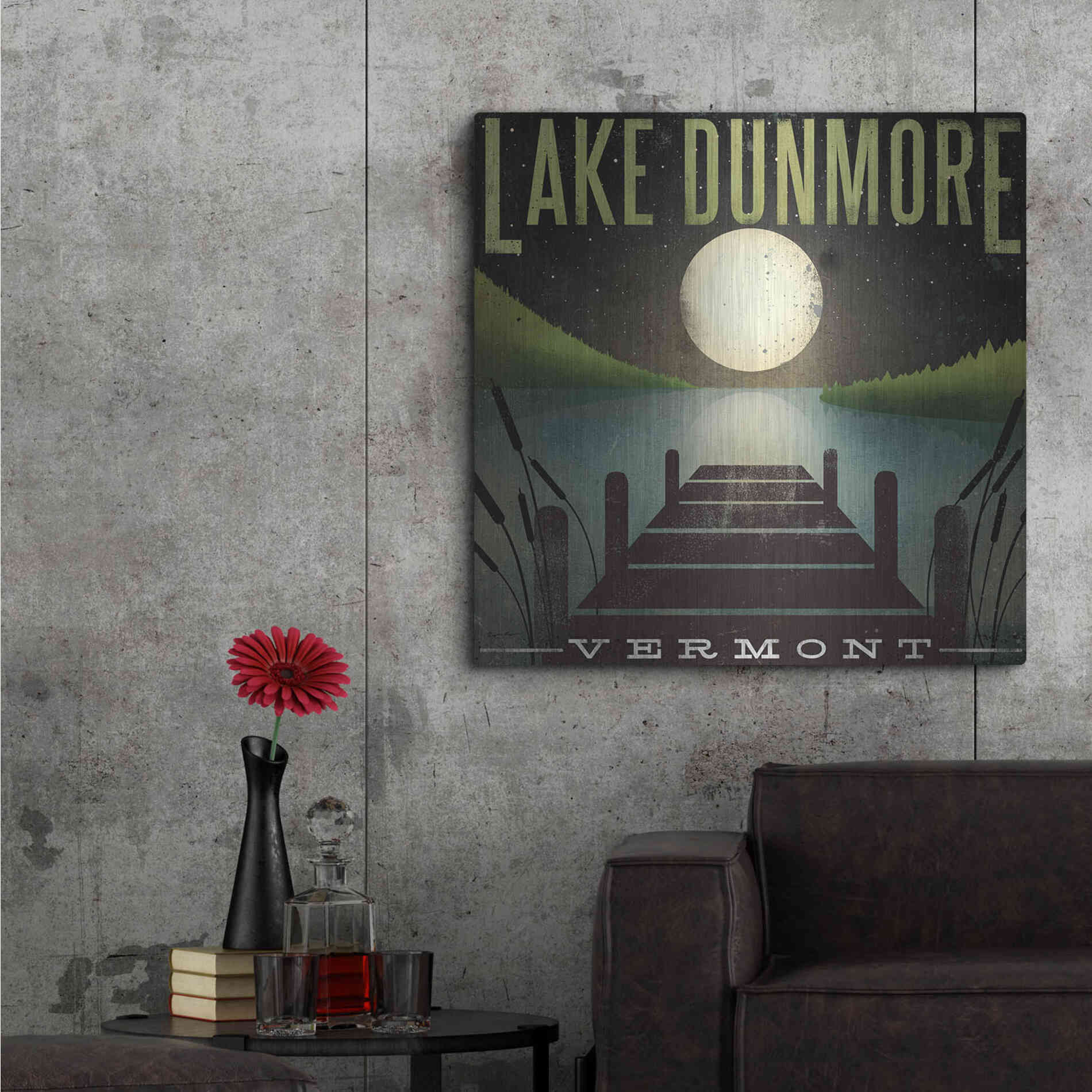 Luxe Metal Art 'Lake Dunmore Dock' by Ryan Fowler, Metal Wall Art,36x36