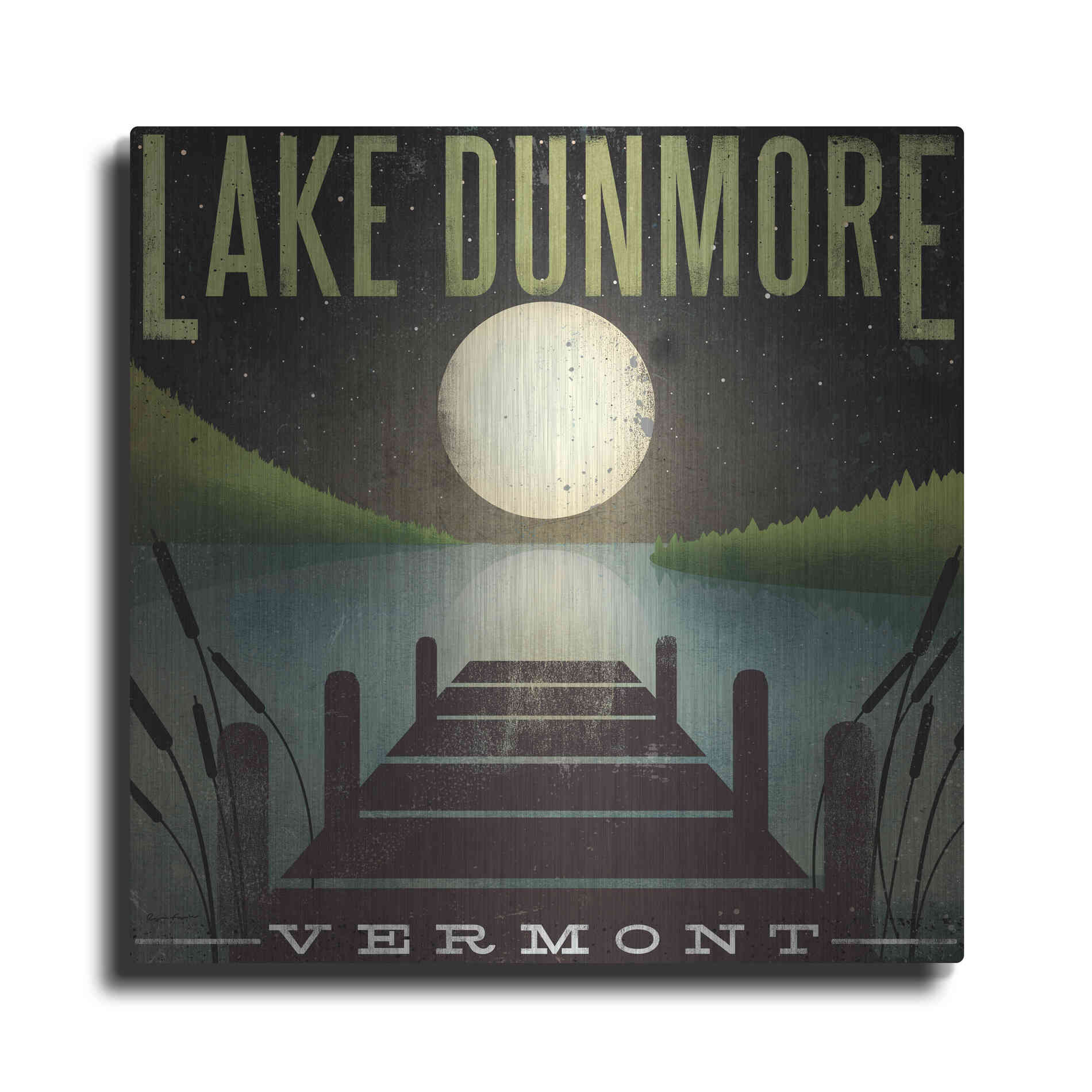 Luxe Metal Art 'Lake Dunmore Dock' by Ryan Fowler, Metal Wall Art
