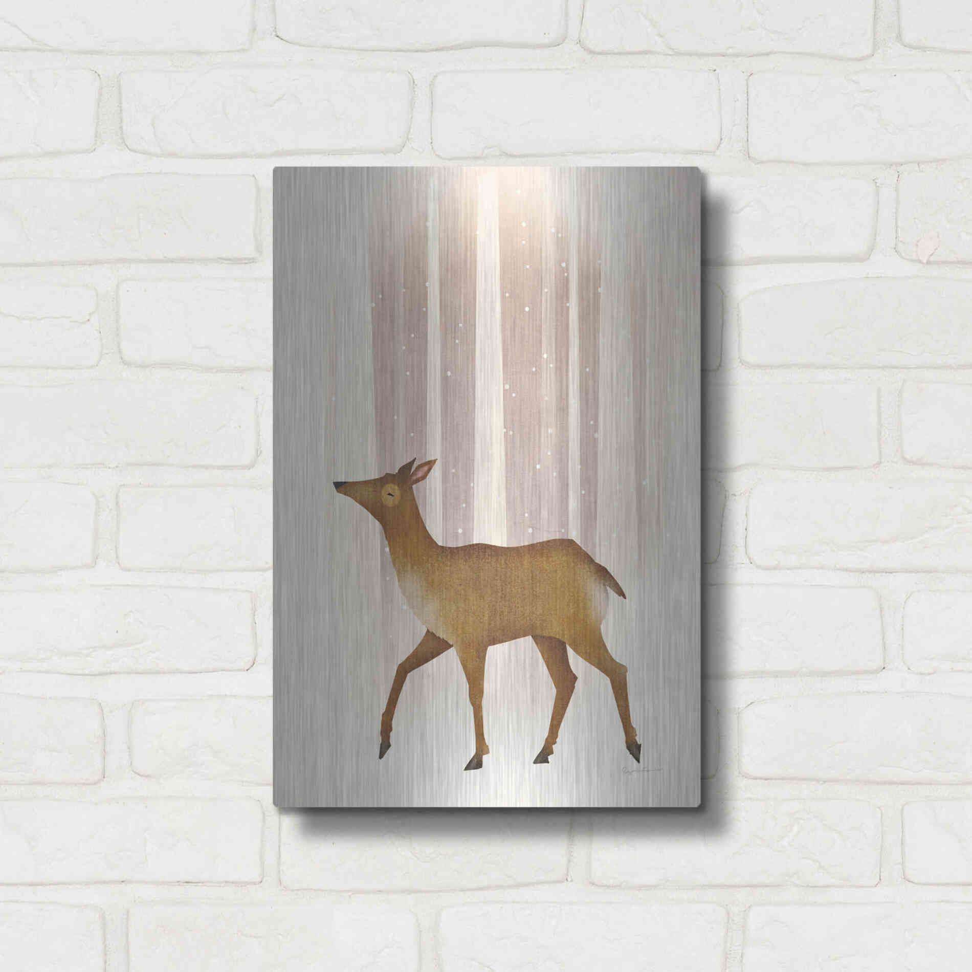 Luxe Metal Art 'Snowy Doe' by Ryan Fowler, Metal Wall Art,12x16