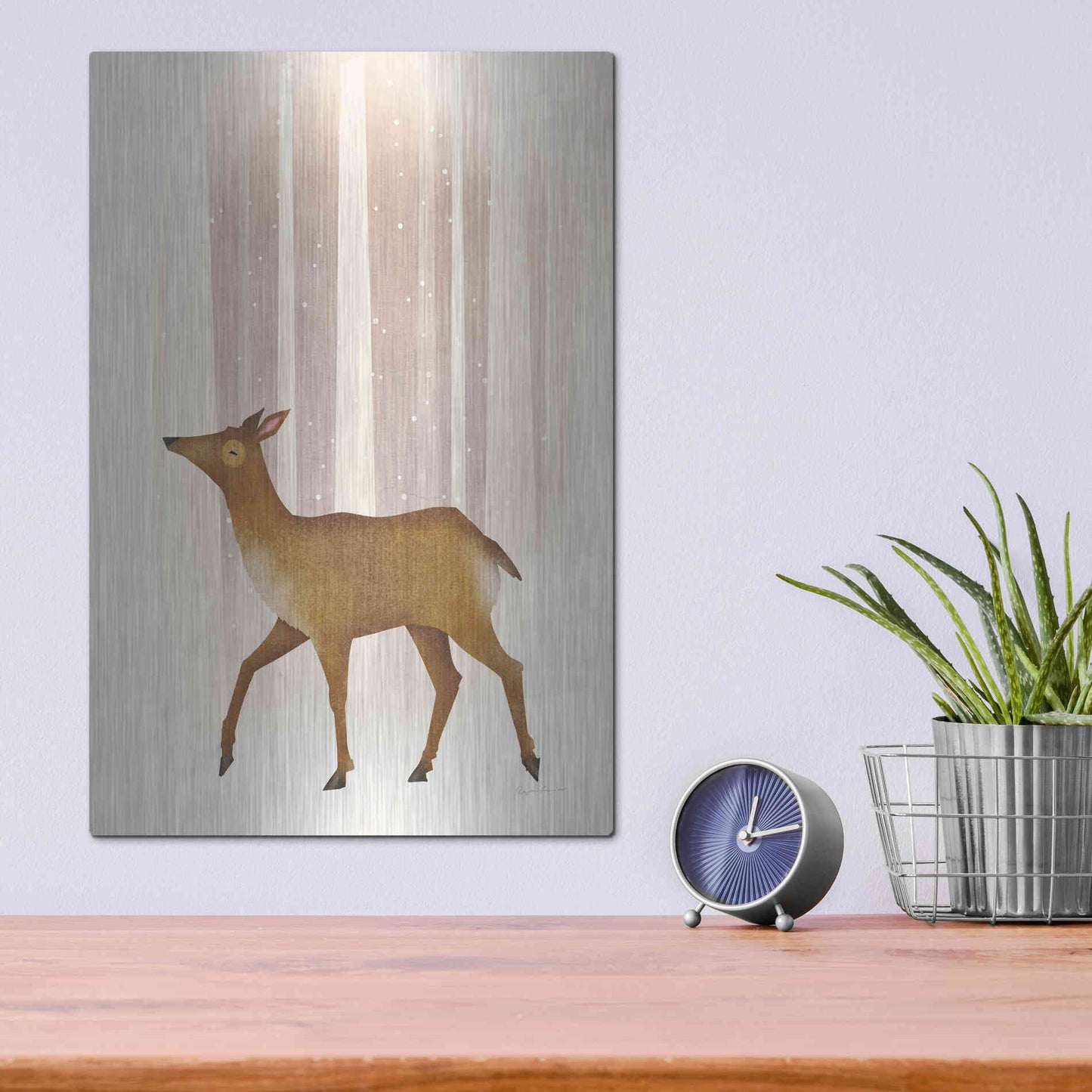 Luxe Metal Art 'Snowy Doe' by Ryan Fowler, Metal Wall Art,12x16