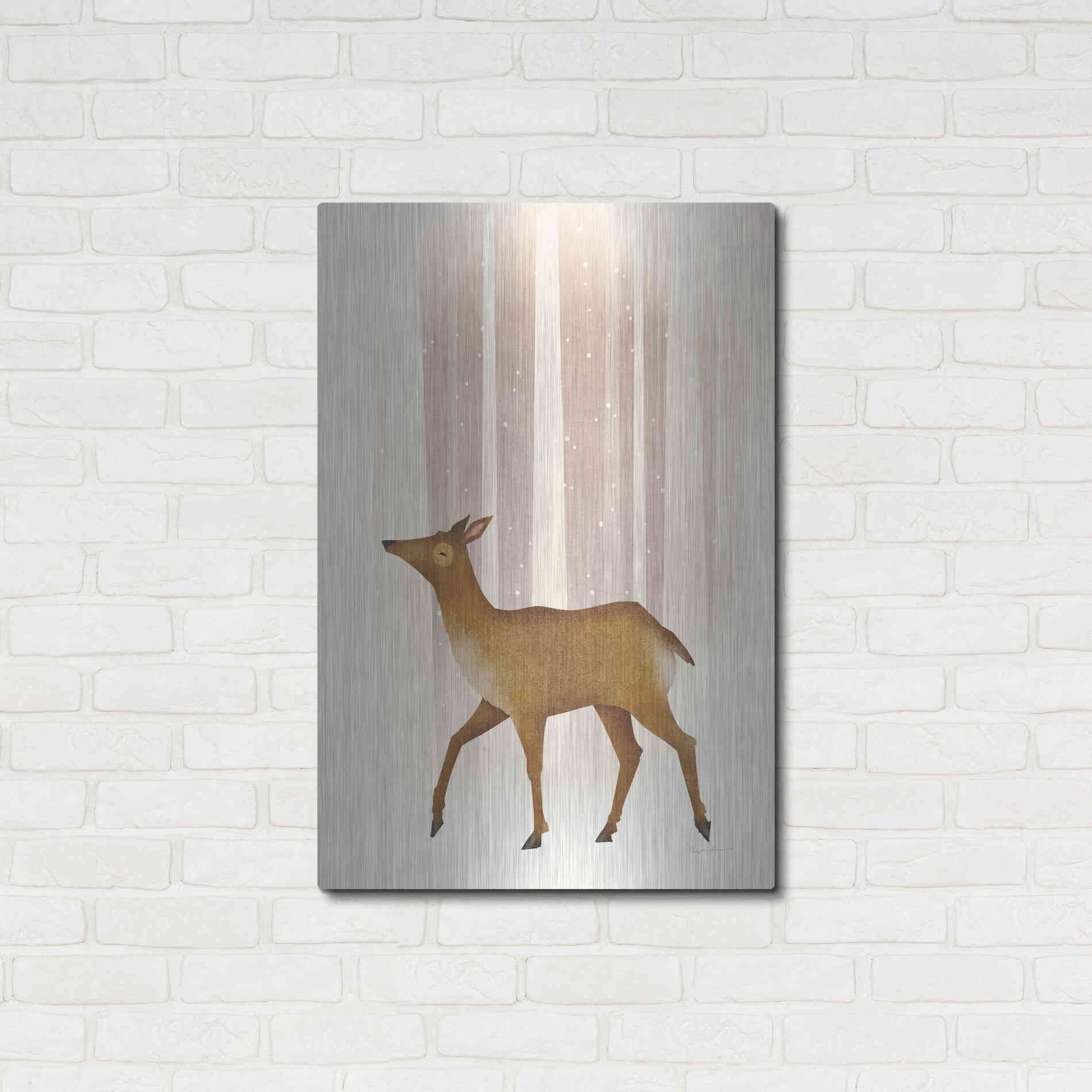 Luxe Metal Art 'Snowy Doe' by Ryan Fowler, Metal Wall Art,24x36