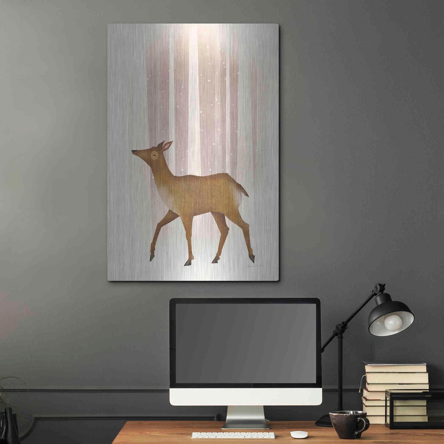 Luxe Metal Art 'Snowy Doe' by Ryan Fowler, Metal Wall Art,24x36