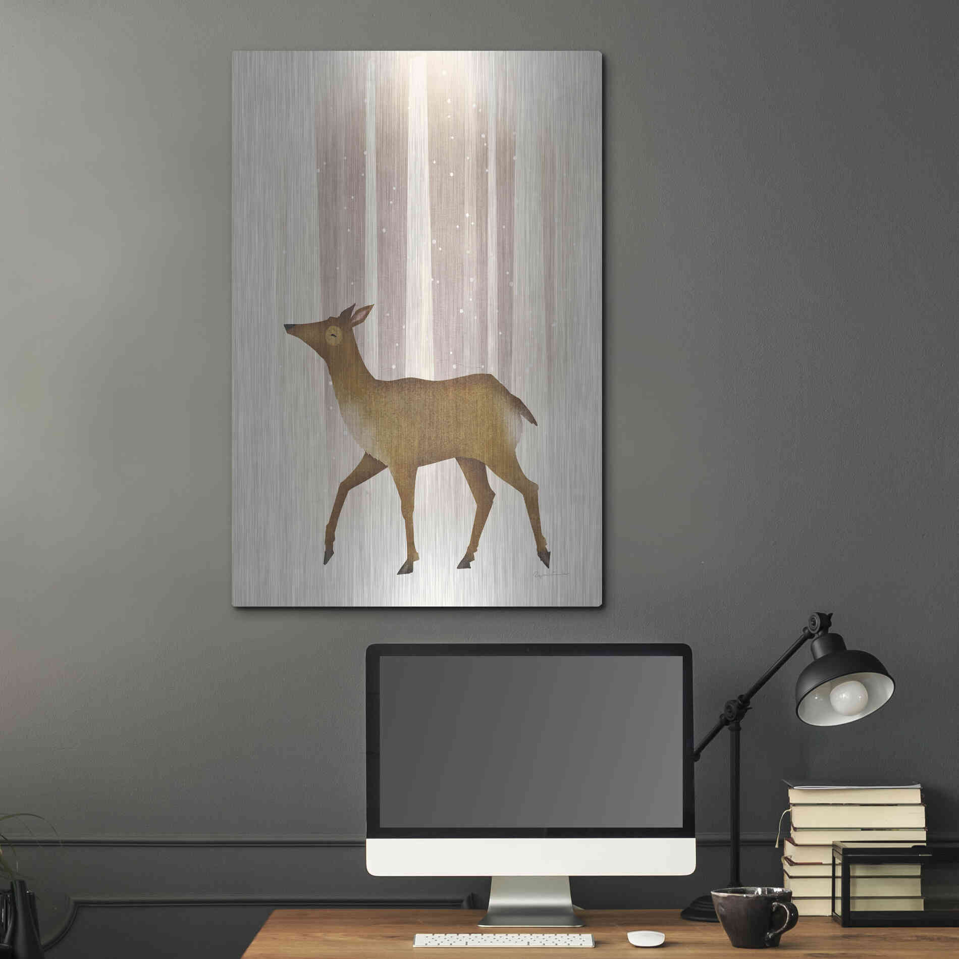 Luxe Metal Art 'Snowy Doe' by Ryan Fowler, Metal Wall Art,24x36