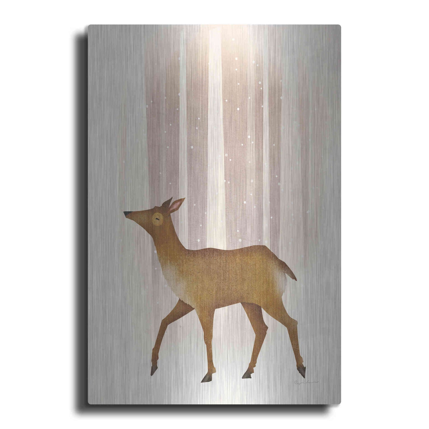 Luxe Metal Art 'Snowy Doe' by Ryan Fowler, Metal Wall Art