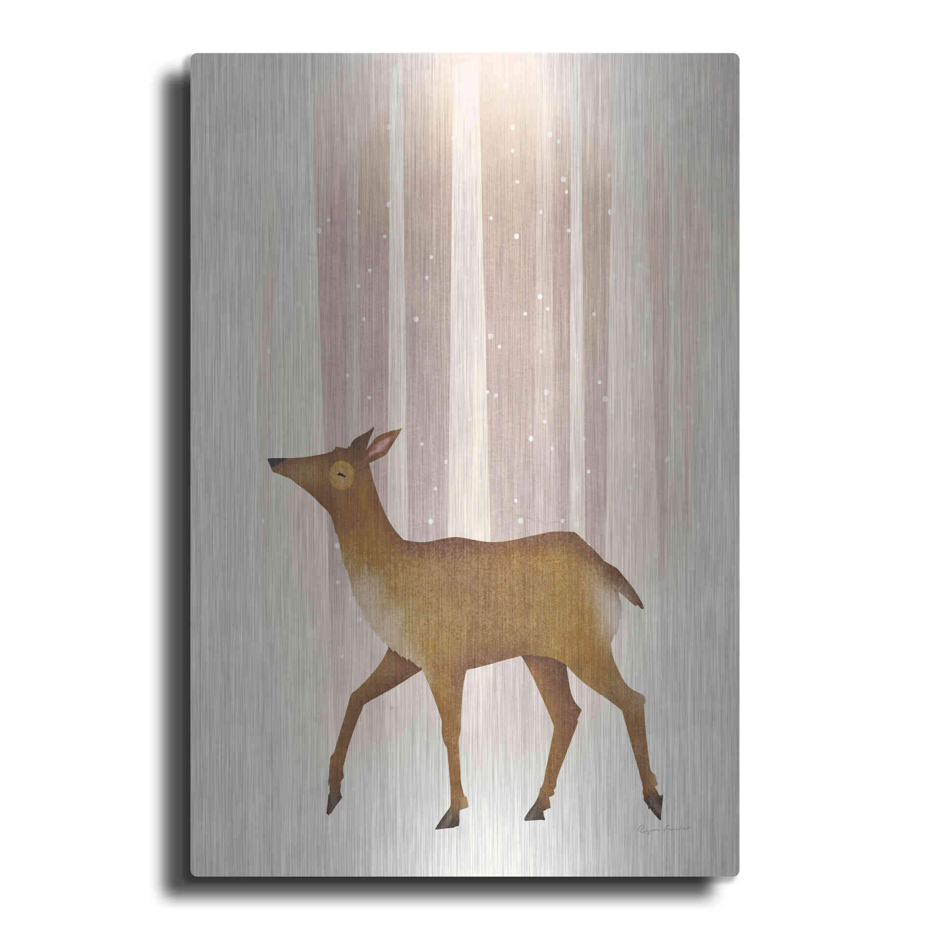 Luxe Metal Art 'Snowy Doe' by Ryan Fowler, Metal Wall Art