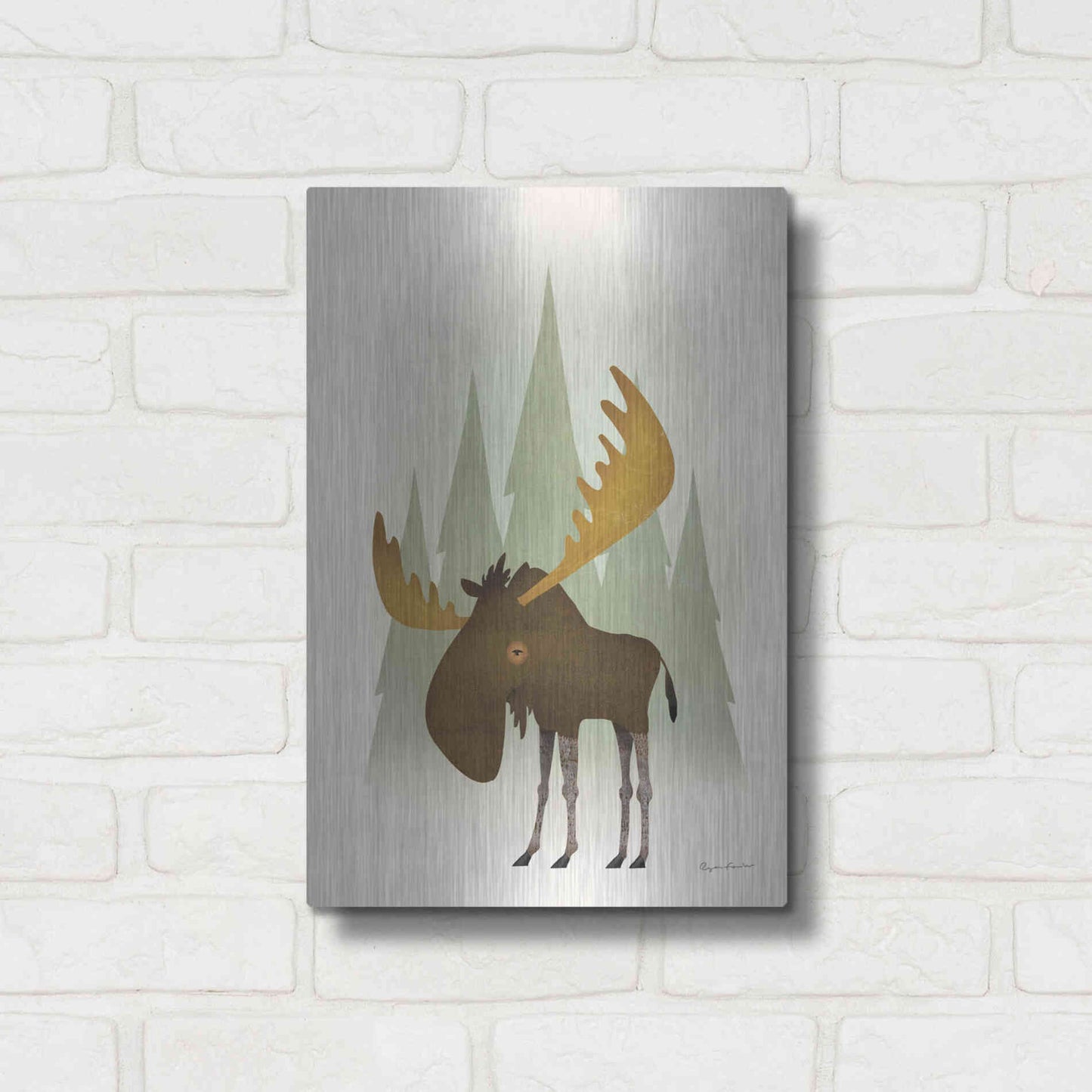 Luxe Metal Art 'Forest Moose' by Ryan Fowler, Metal Wall Art,12x16