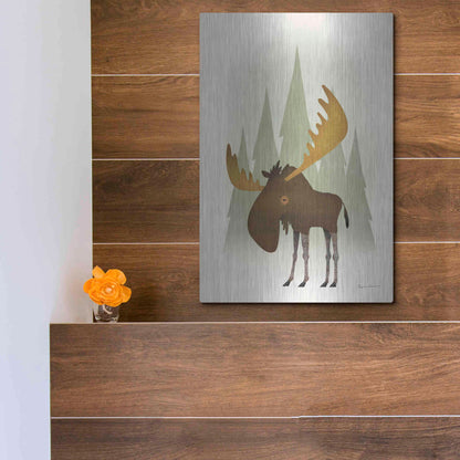 Luxe Metal Art 'Forest Moose' by Ryan Fowler, Metal Wall Art,12x16