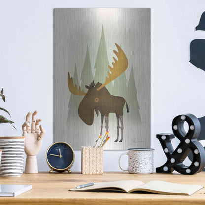 Luxe Metal Art 'Forest Moose' by Ryan Fowler, Metal Wall Art,12x16