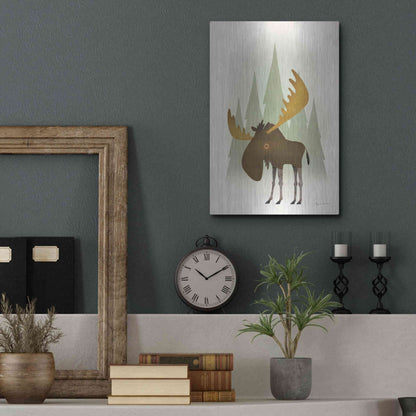 Luxe Metal Art 'Forest Moose' by Ryan Fowler, Metal Wall Art,12x16