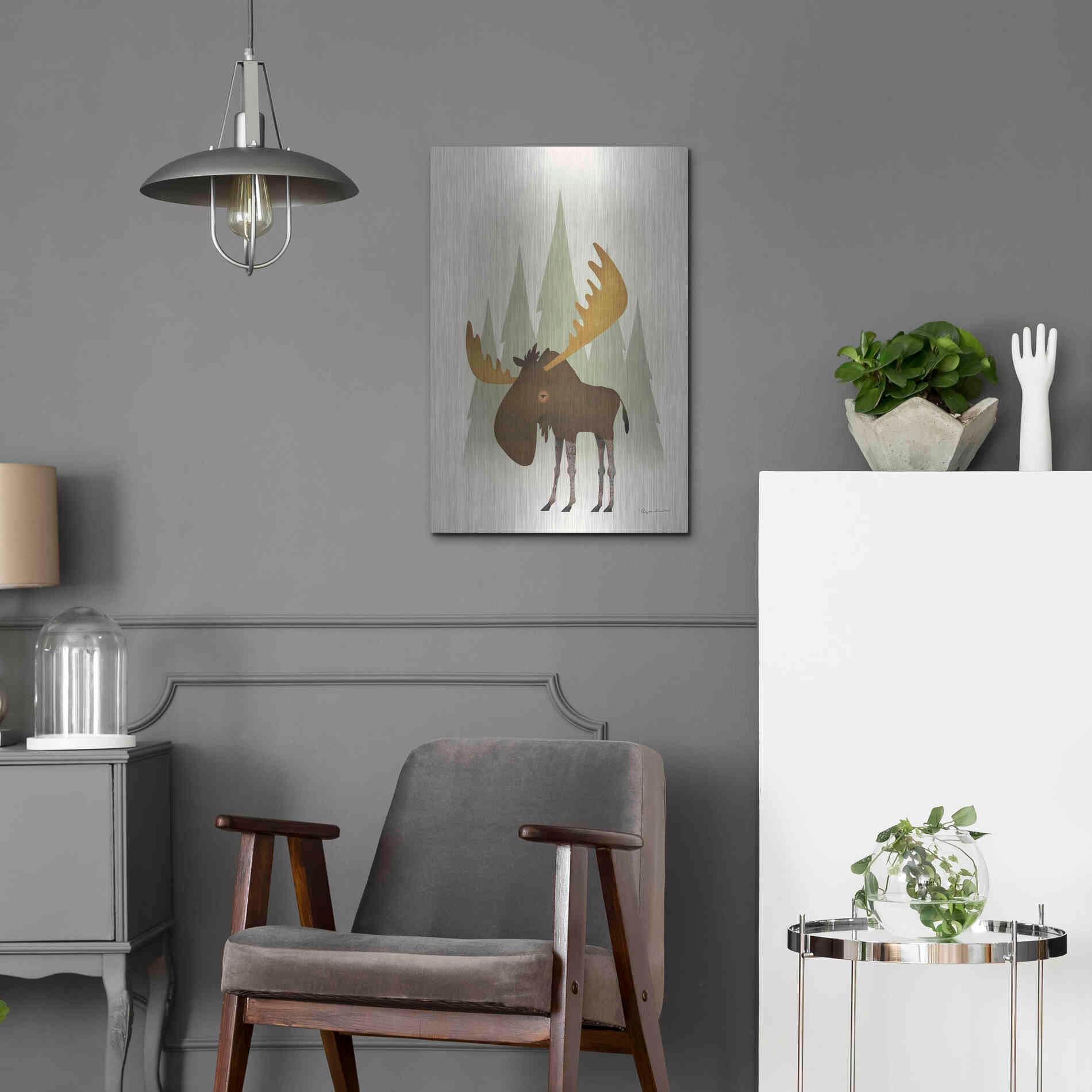 Luxe Metal Art 'Forest Moose' by Ryan Fowler, Metal Wall Art,16x24