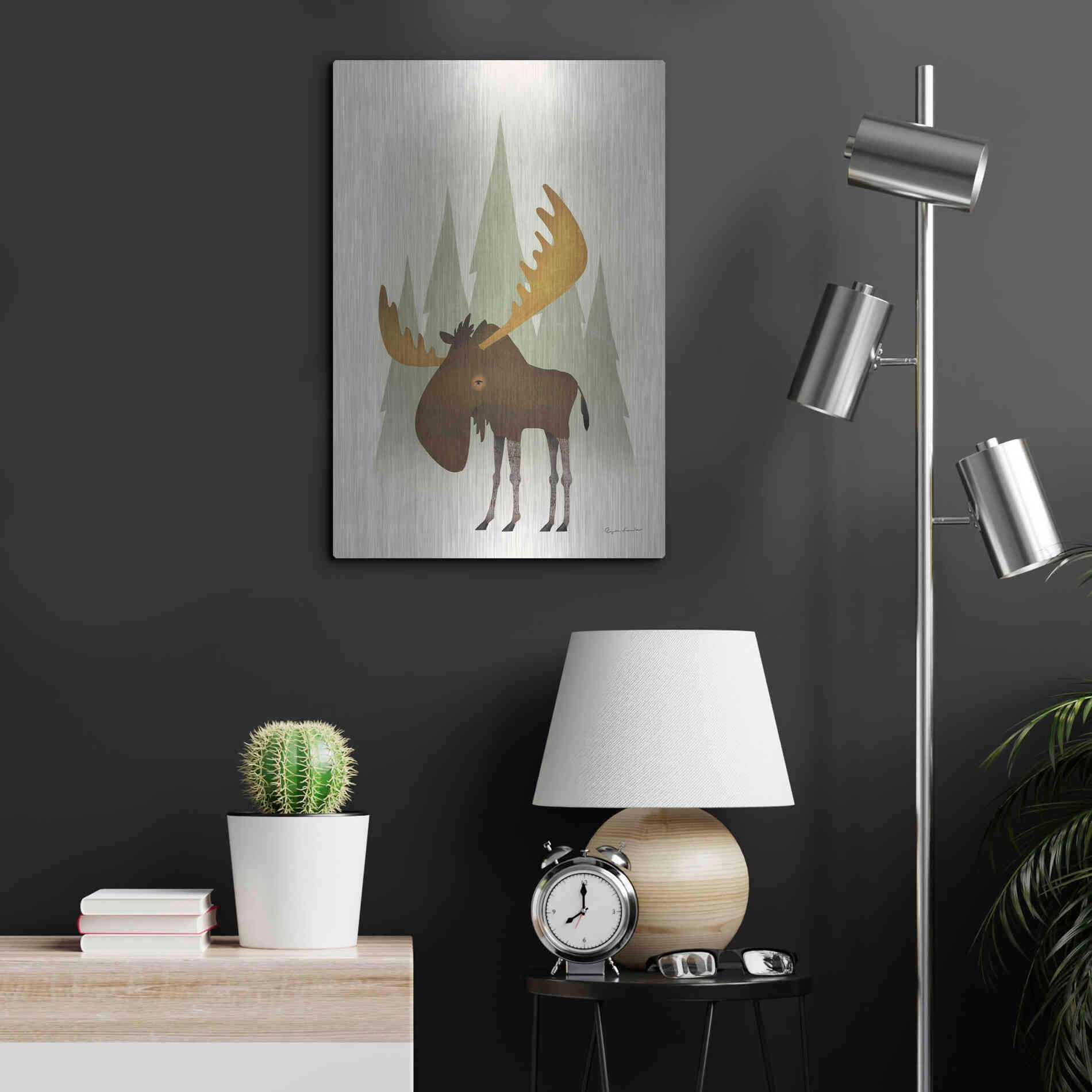 Luxe Metal Art 'Forest Moose' by Ryan Fowler, Metal Wall Art,16x24
