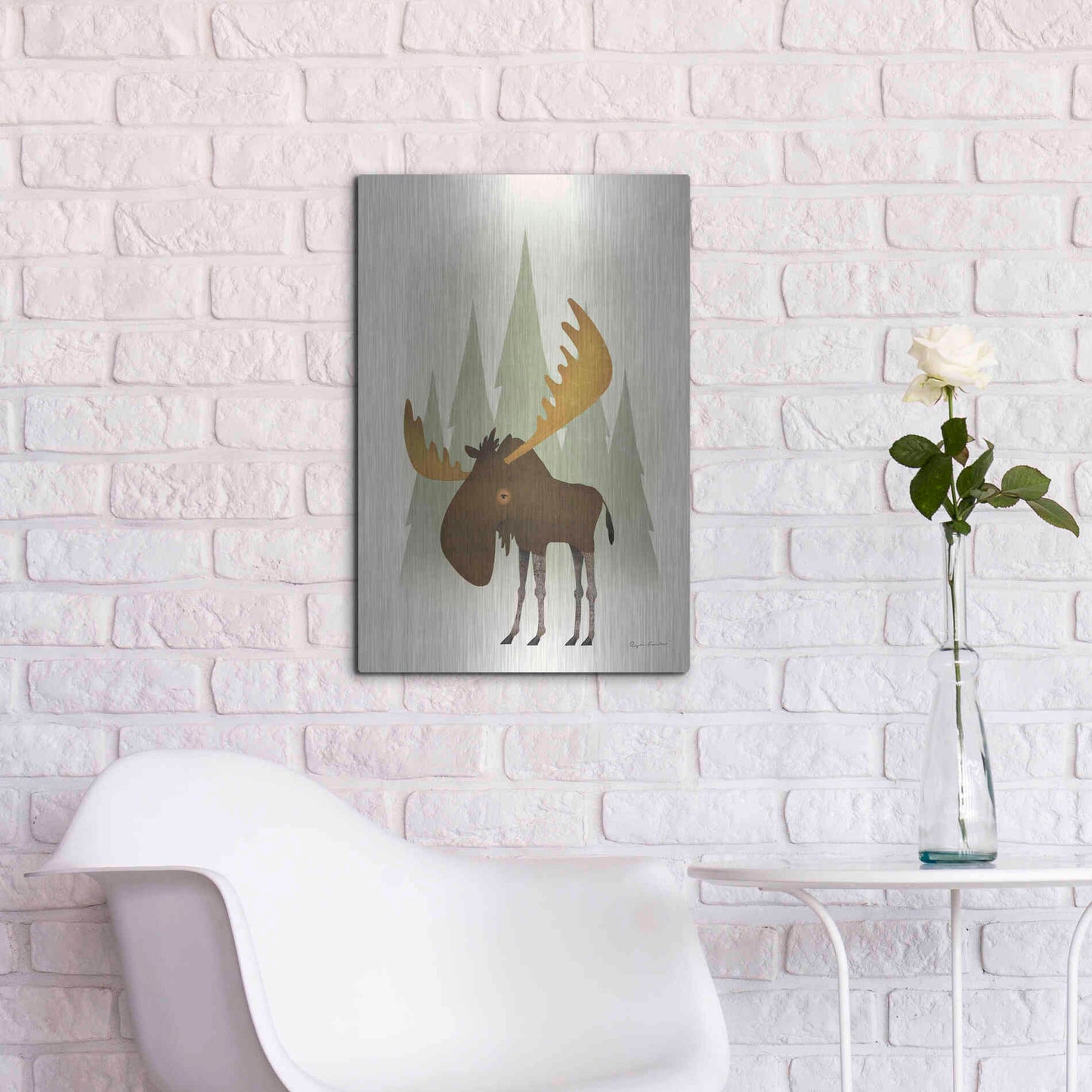 Luxe Metal Art 'Forest Moose' by Ryan Fowler, Metal Wall Art,16x24