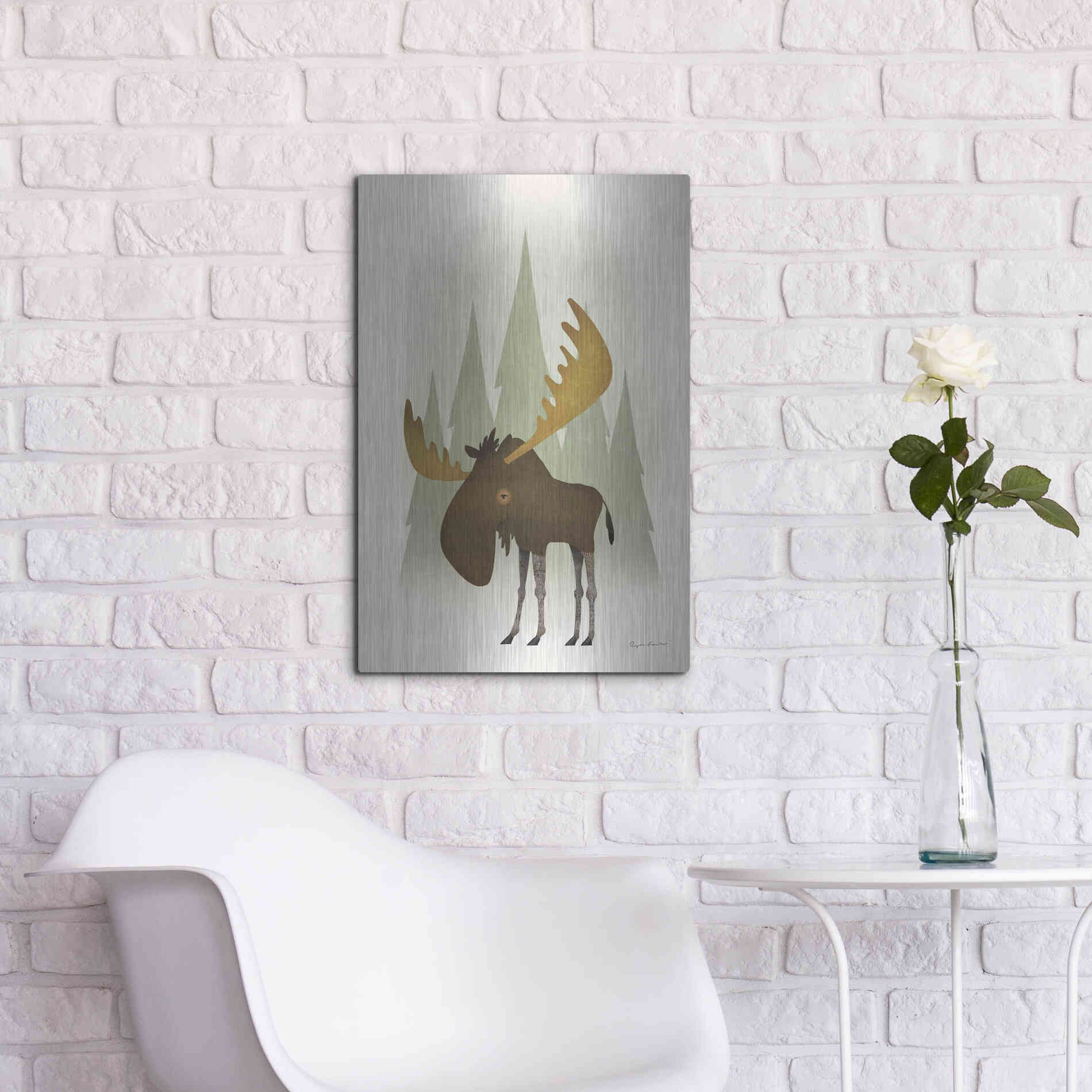 Luxe Metal Art 'Forest Moose' by Ryan Fowler, Metal Wall Art,16x24