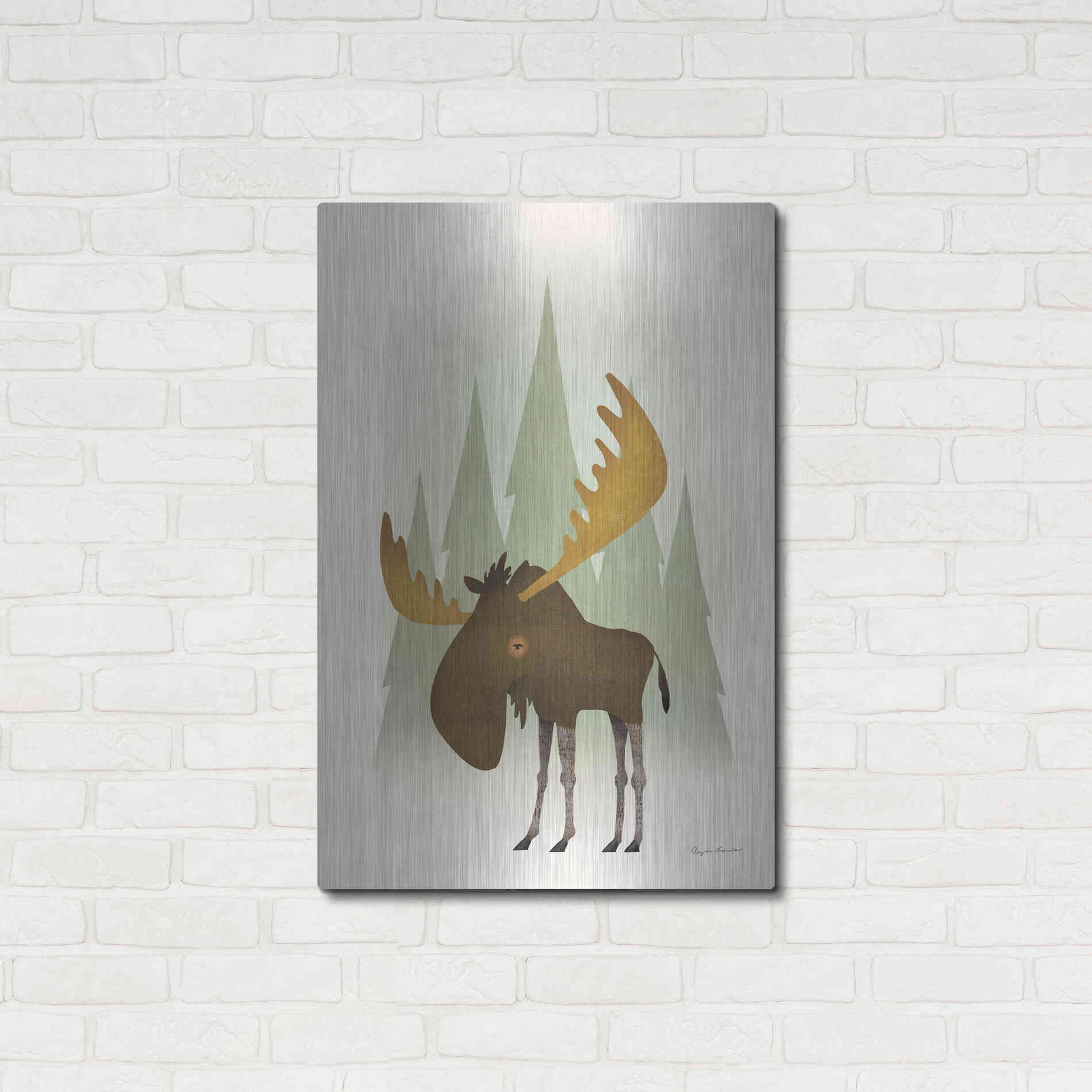 Luxe Metal Art 'Forest Moose' by Ryan Fowler, Metal Wall Art,24x36