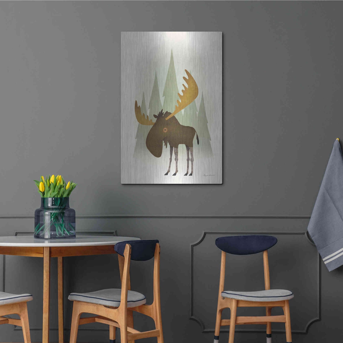 Luxe Metal Art 'Forest Moose' by Ryan Fowler, Metal Wall Art,24x36