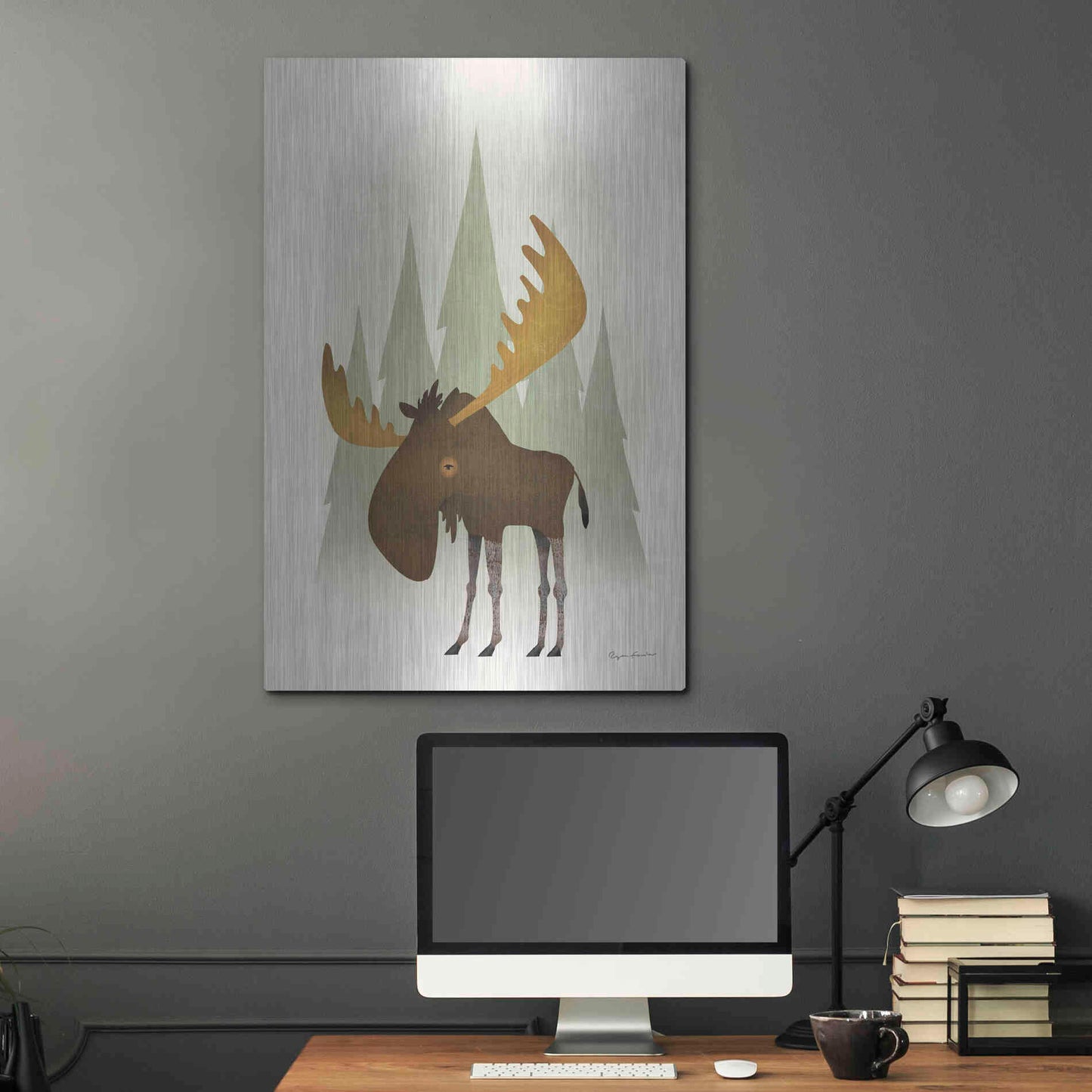 Luxe Metal Art 'Forest Moose' by Ryan Fowler, Metal Wall Art,24x36