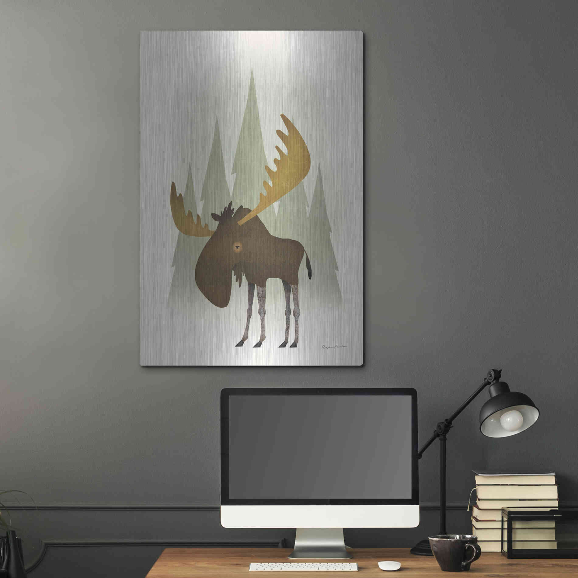 Luxe Metal Art 'Forest Moose' by Ryan Fowler, Metal Wall Art,24x36