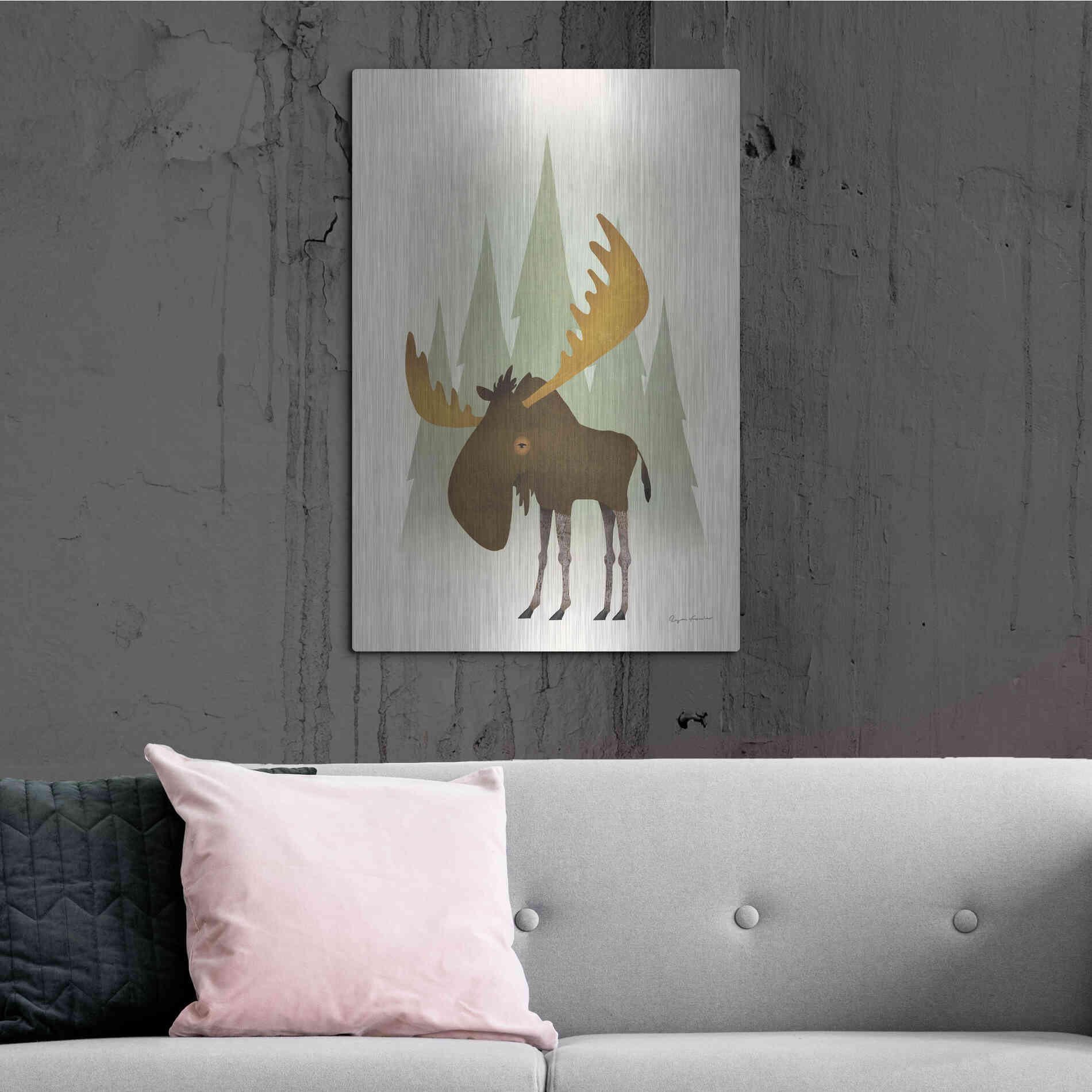 Luxe Metal Art 'Forest Moose' by Ryan Fowler, Metal Wall Art,24x36