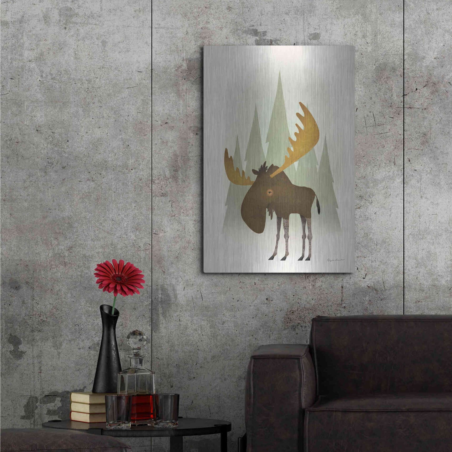 Luxe Metal Art 'Forest Moose' by Ryan Fowler, Metal Wall Art,24x36