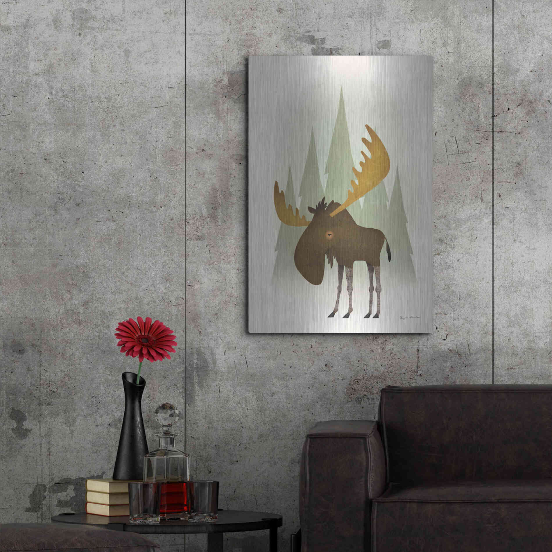 Luxe Metal Art 'Forest Moose' by Ryan Fowler, Metal Wall Art,24x36