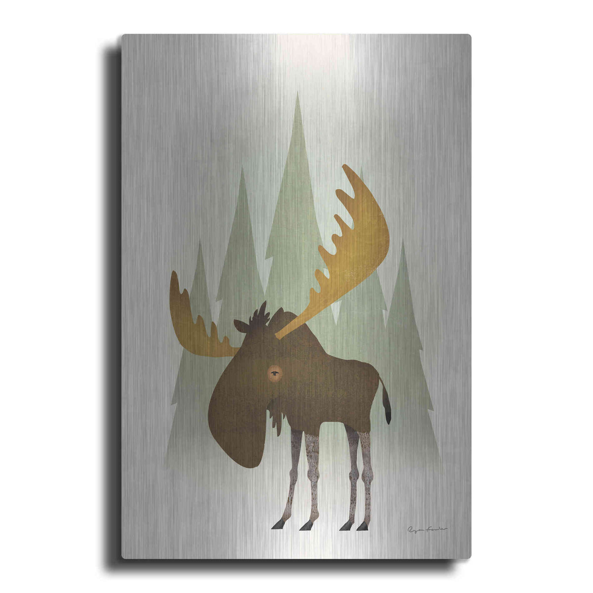Luxe Metal Art 'Forest Moose' by Ryan Fowler, Metal Wall Art