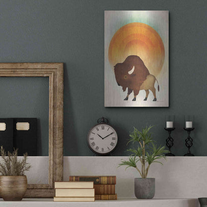 Luxe Metal Art 'Blazing Sun Bison' by Ryan Fowler, Metal Wall Art,12x16