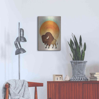 Luxe Metal Art 'Blazing Sun Bison' by Ryan Fowler, Metal Wall Art,16x24