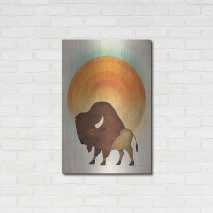 Luxe Metal Art 'Blazing Sun Bison' by Ryan Fowler, Metal Wall Art,24x36