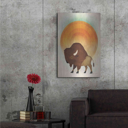 Luxe Metal Art 'Blazing Sun Bison' by Ryan Fowler, Metal Wall Art,24x36