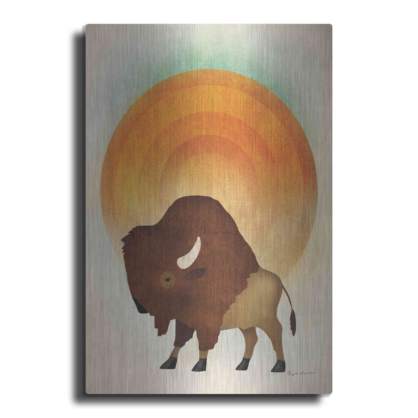Luxe Metal Art 'Blazing Sun Bison' by Ryan Fowler, Metal Wall Art