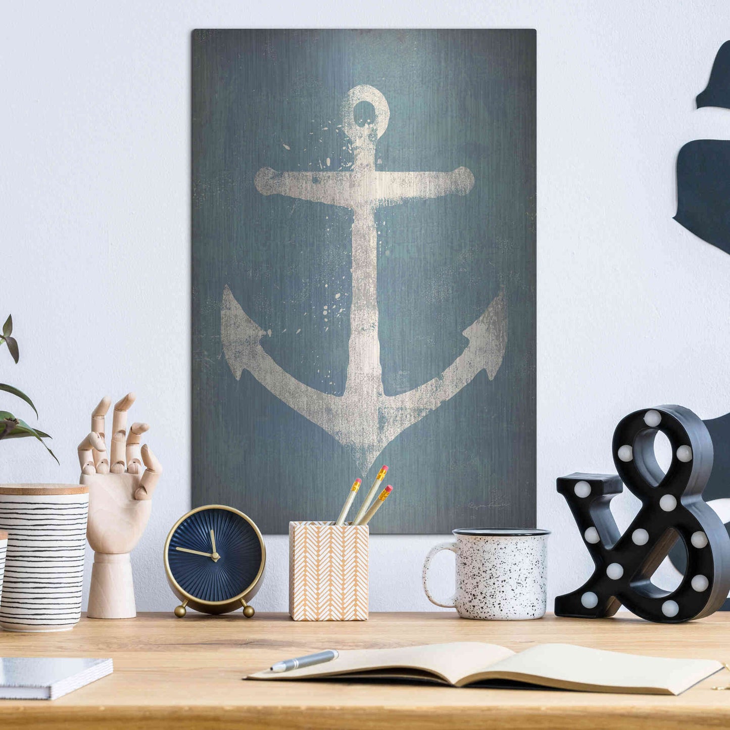 Luxe Metal Art 'Anchor V2' by Ryan Fowler, Metal Wall Art,12x16