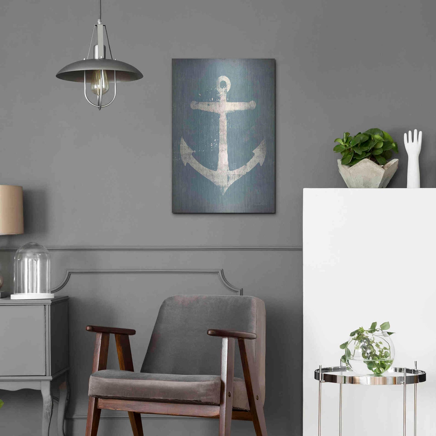 Luxe Metal Art 'Anchor V2' by Ryan Fowler, Metal Wall Art,16x24