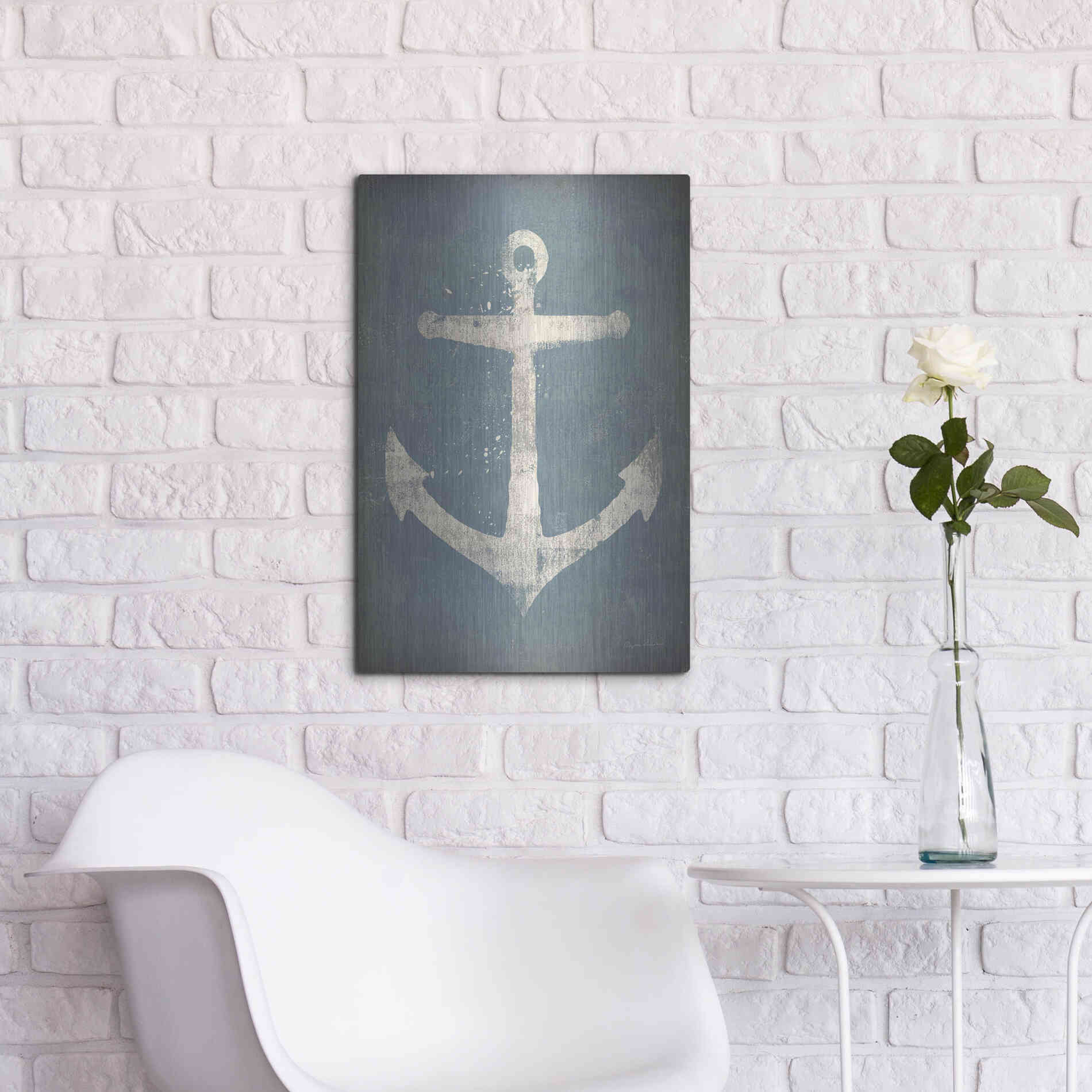 Luxe Metal Art 'Anchor V2' by Ryan Fowler, Metal Wall Art,16x24