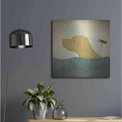 Luxe Metal Art 'Yellow Dog Swim' by Ryan Fowler, Metal Wall Art,24x24