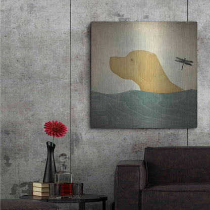 Luxe Metal Art 'Yellow Dog Swim' by Ryan Fowler, Metal Wall Art,36x36