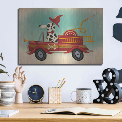 Luxe Metal Art 'K9 Fire Department 2' by Ryan Fowler, Metal Wall Art,16x12