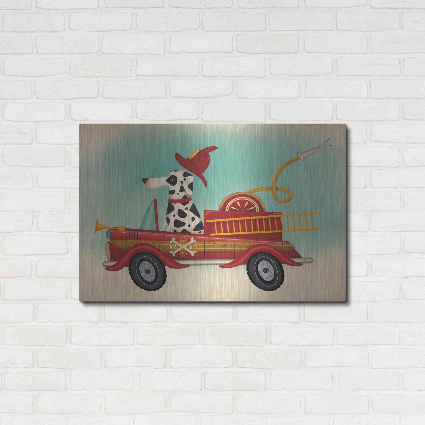 Luxe Metal Art 'K9 Fire Department 2' by Ryan Fowler, Metal Wall Art,36x24