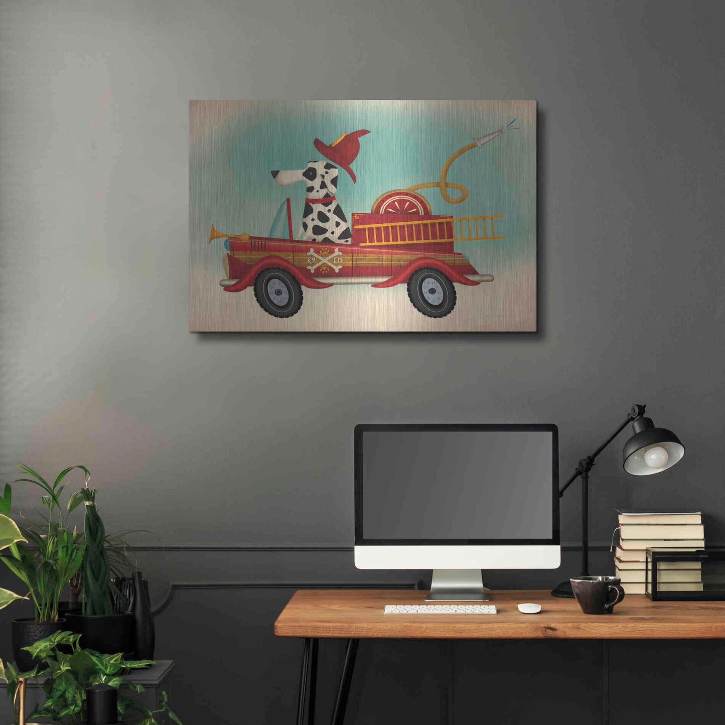 Luxe Metal Art 'K9 Fire Department 2' by Ryan Fowler, Metal Wall Art,36x24