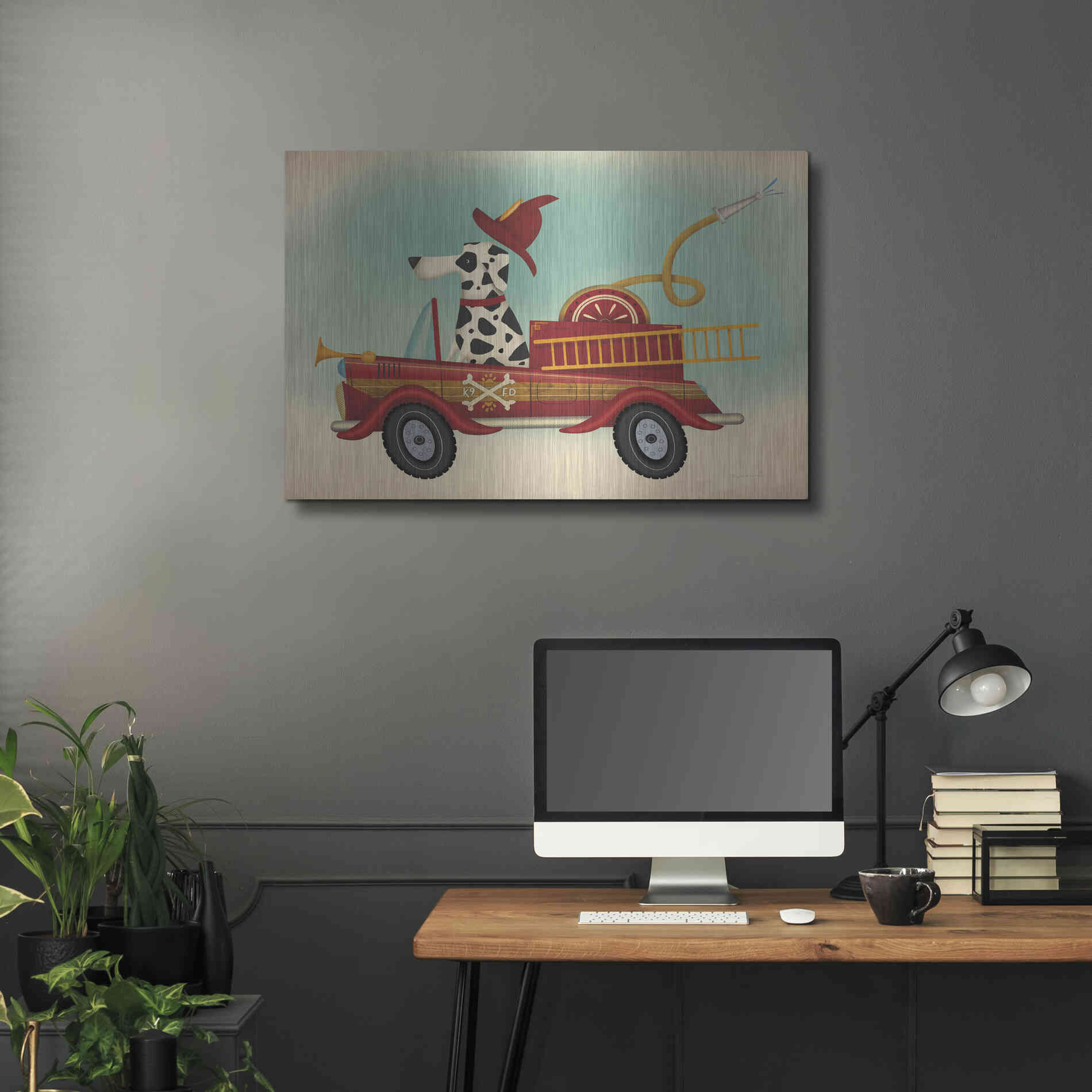 Luxe Metal Art 'K9 Fire Department 2' by Ryan Fowler, Metal Wall Art,36x24