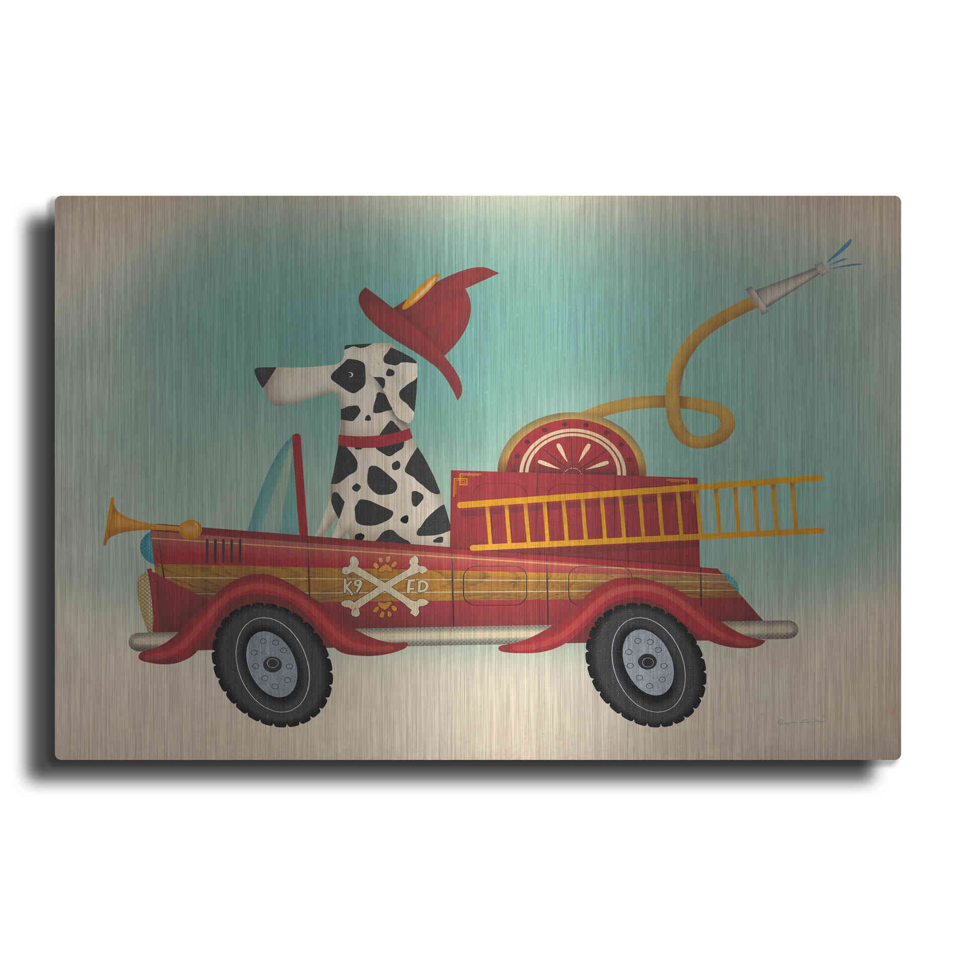Luxe Metal Art 'K9 Fire Department 2' by Ryan Fowler, Metal Wall Art