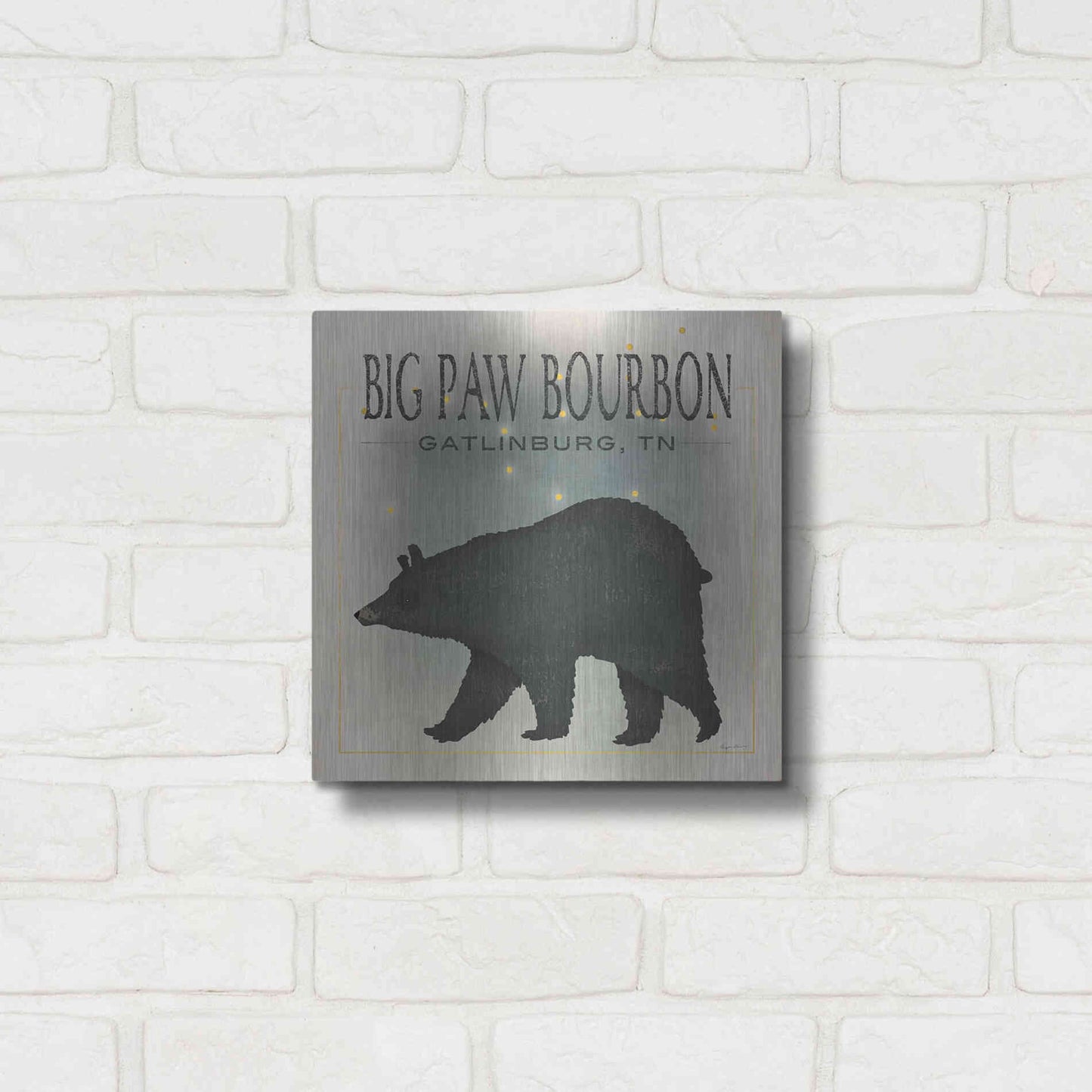 Luxe Metal Art 'Ursa Major Big Paw Bourbon' by Ryan Fowler, Metal Wall Art,12x12