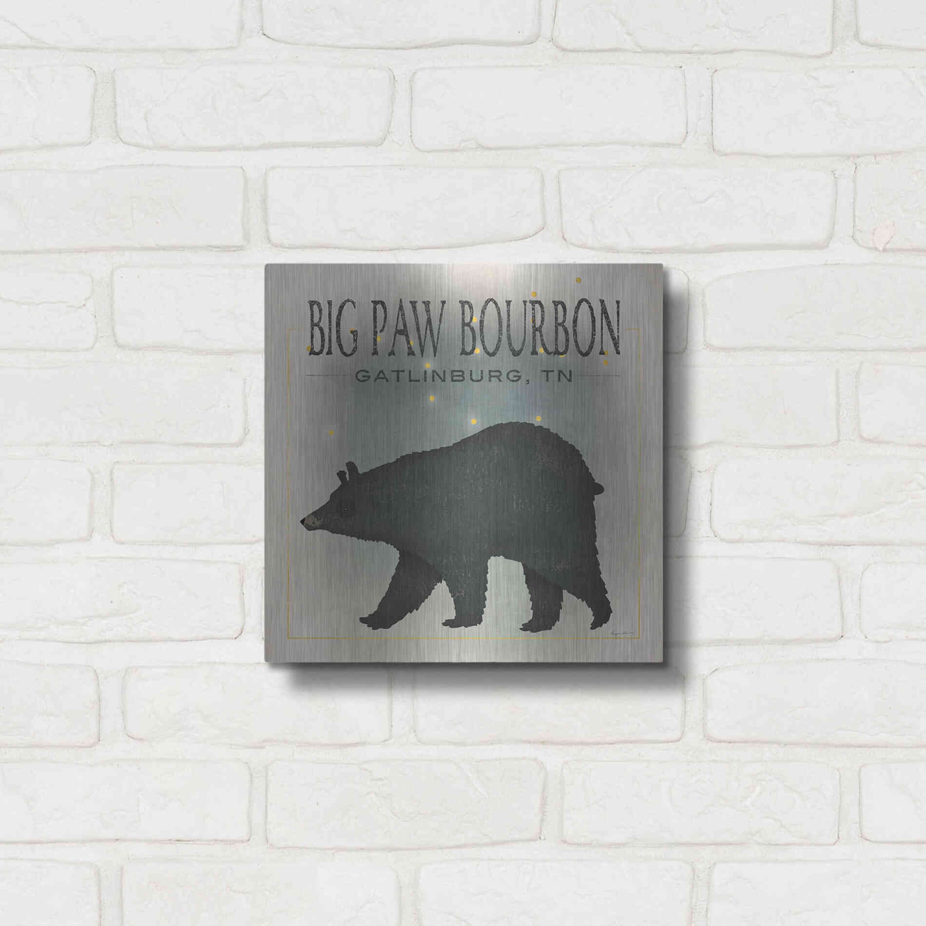 Luxe Metal Art 'Ursa Major Big Paw Bourbon' by Ryan Fowler, Metal Wall Art,12x12