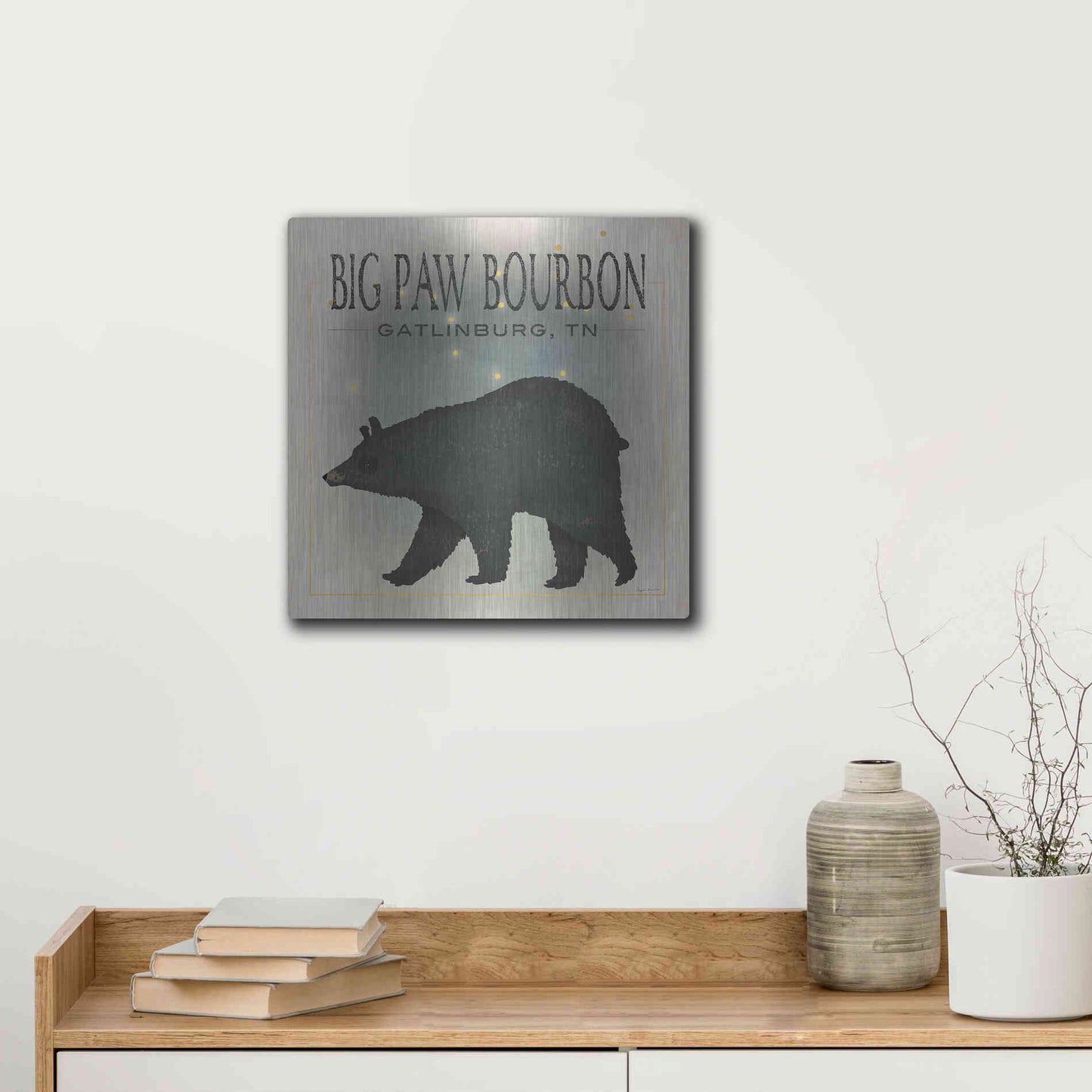 Luxe Metal Art 'Ursa Major Big Paw Bourbon' by Ryan Fowler, Metal Wall Art,12x12