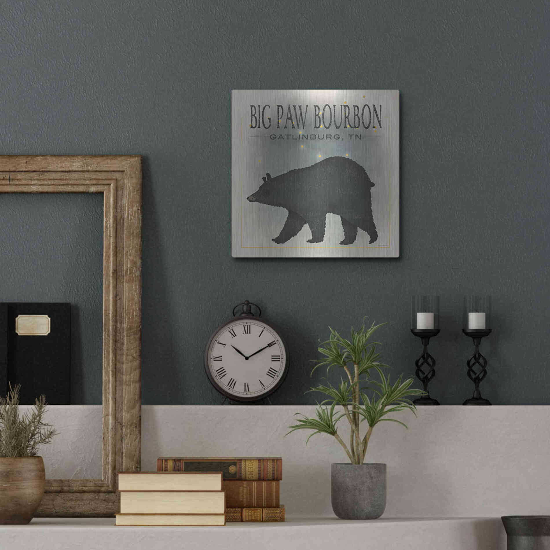 Luxe Metal Art 'Ursa Major Big Paw Bourbon' by Ryan Fowler, Metal Wall Art,12x12