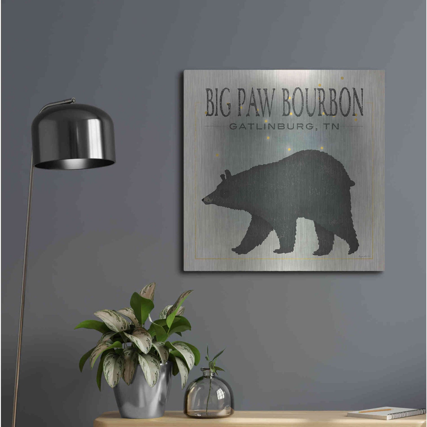 Luxe Metal Art 'Ursa Major Big Paw Bourbon' by Ryan Fowler, Metal Wall Art,24x24