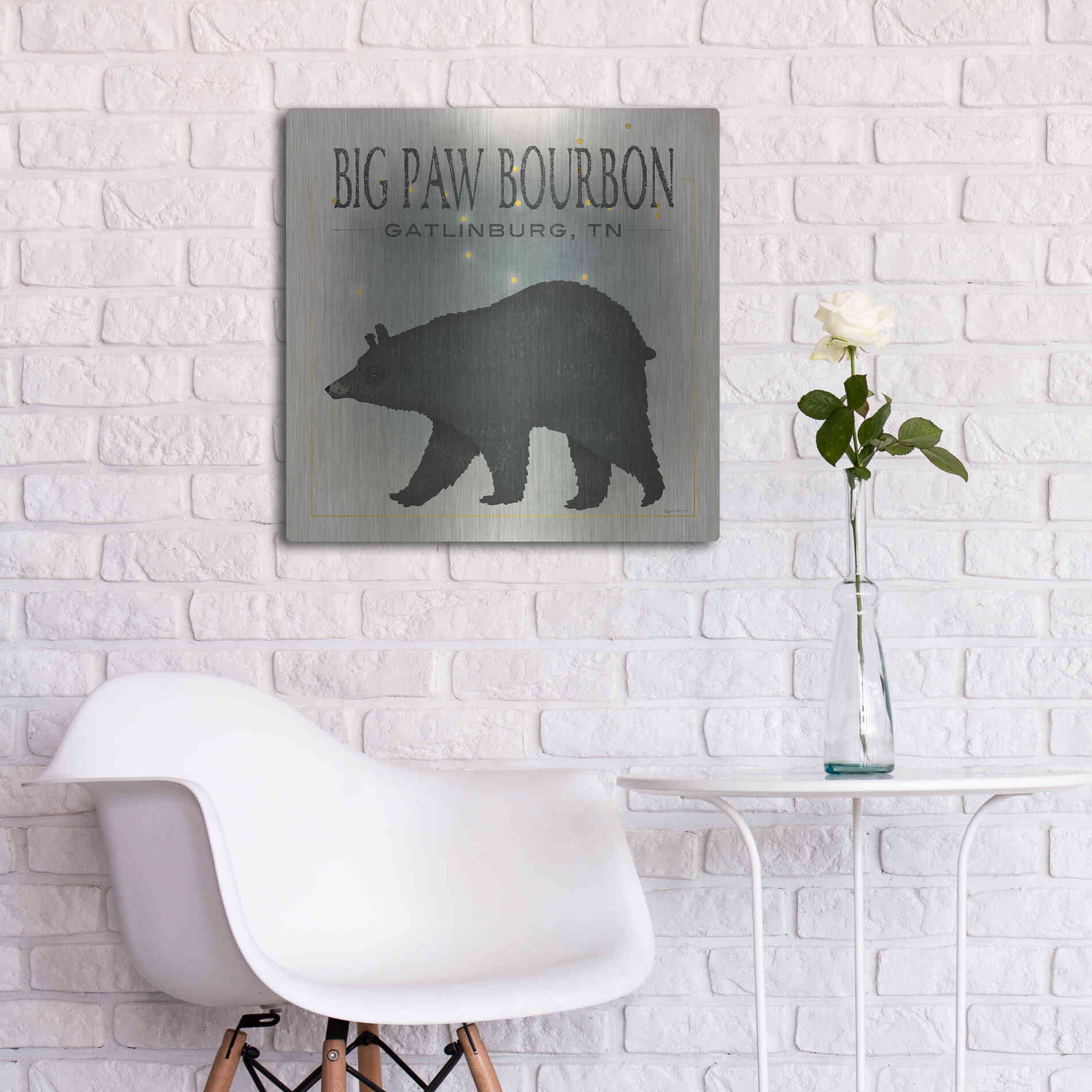 Luxe Metal Art 'Ursa Major Big Paw Bourbon' by Ryan Fowler, Metal Wall Art,24x24