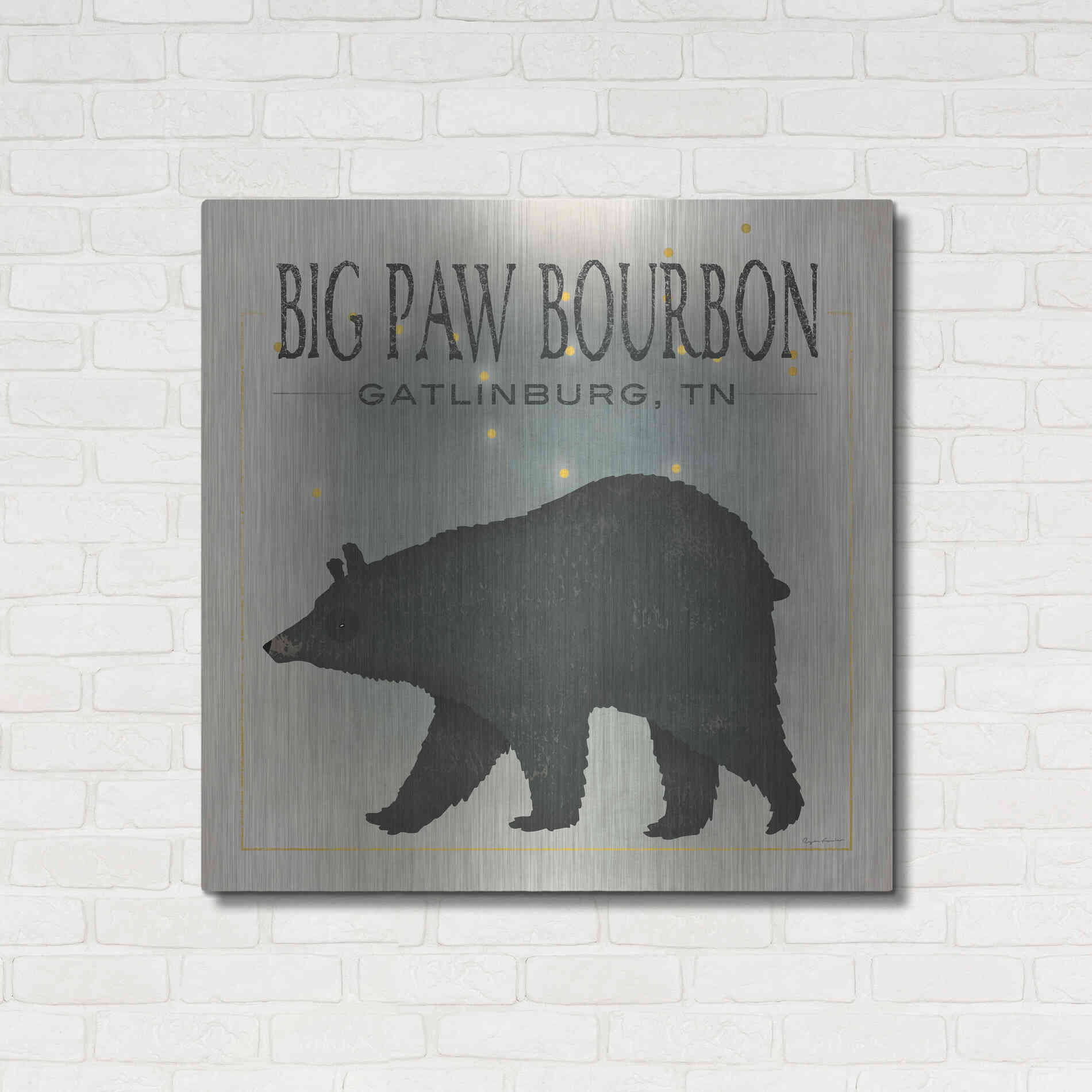 Luxe Metal Art 'Ursa Major Big Paw Bourbon' by Ryan Fowler, Metal Wall Art,36x36